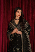 Emaan Adeel Luce S0515 embroidered raw silk suit in black — upper-body view