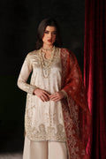 Emaan Adeel Poise S0517 embroidered raw silk suit in ivory — upper-body view