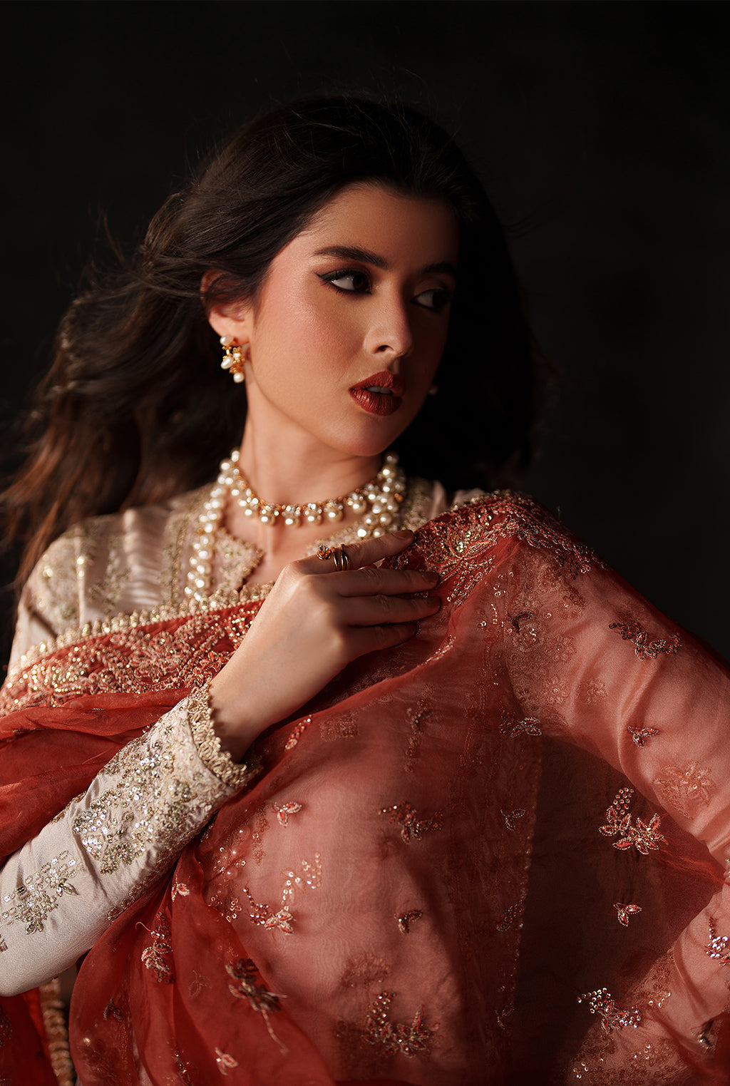 Emaan Adeel Poise S0517 embroidered raw silk suit in ivory — upper-body view