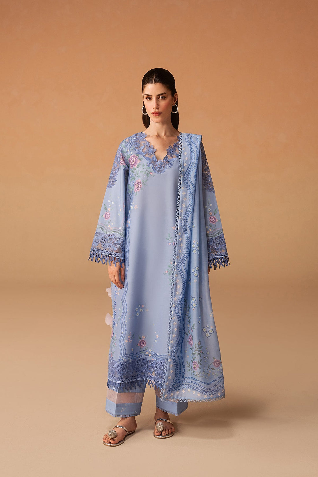 Model wearing Afrozeh Haze Opaline shirt & trouser set
