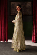 Emaan Adeel Zelie S0520 embroidered mesoury suit in pale yellow green — side view