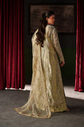 Emaan Adeel Zelie S0520 embroidered mesoury suit in pale yellow green — back view