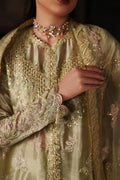 Emaan Adeel Zelie S0520 embroidered mesoury suit in pale yellow green — embroidery close-up