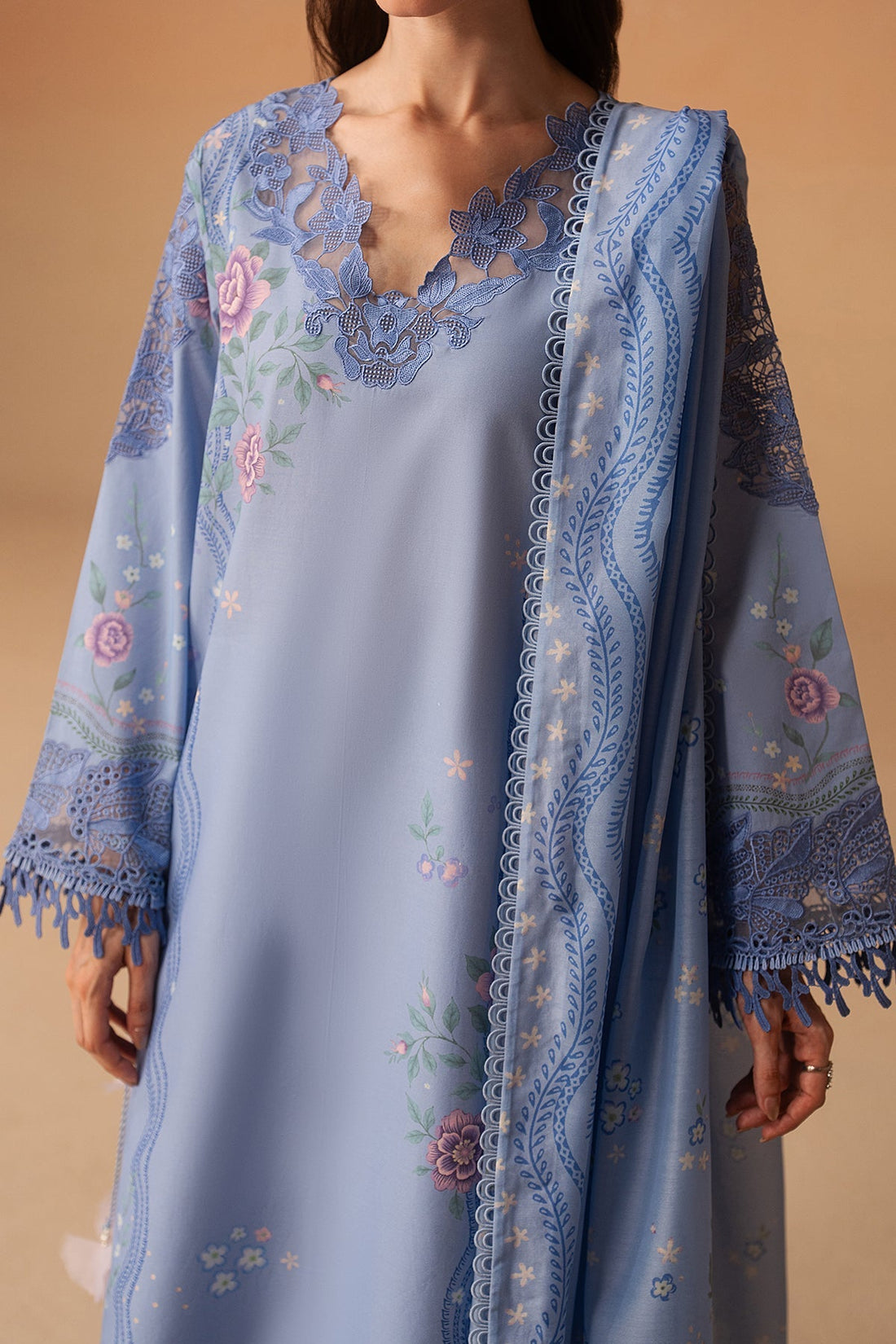 Model wearing Afrozeh Haze Opaline shirt & trouser set