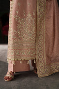 Emaan Adeel Vesper S0518 embroidered raw silk suit in dusty pink — hem detail