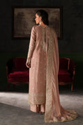 Emaan Adeel Vesper S0518 embroidered raw silk suit in dusty pink — back view