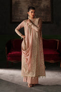 Emaan Adeel Vesper S0518 embroidered raw silk suit in dusty pink — front view