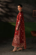Emaan Adeel Noemie S0519 embroidered raw silk suit in rust red — side view