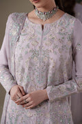 Emaan Adeel MIRA S0446 chiffon outfit in lilac — embroidery close-up