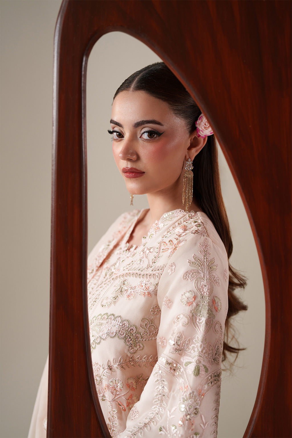 Emaan Adeel LUMI S0448 chiffon outfit in blush pink — upper-body view
