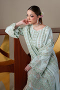 Emaan Adeel ORLA S0444 chiffon outfit in pale mint green — seated view