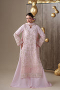 Emaan Adeel LUNE S0451 chiffon outfit in blush pink — front view