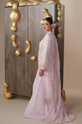 Emaan Adeel LUNE S0451 chiffon outfit in blush pink — back view