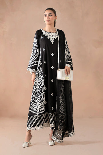 Maria B | Pre Fall Dresses  | 3 Piece Embroidered Self Jacquard Suit Black