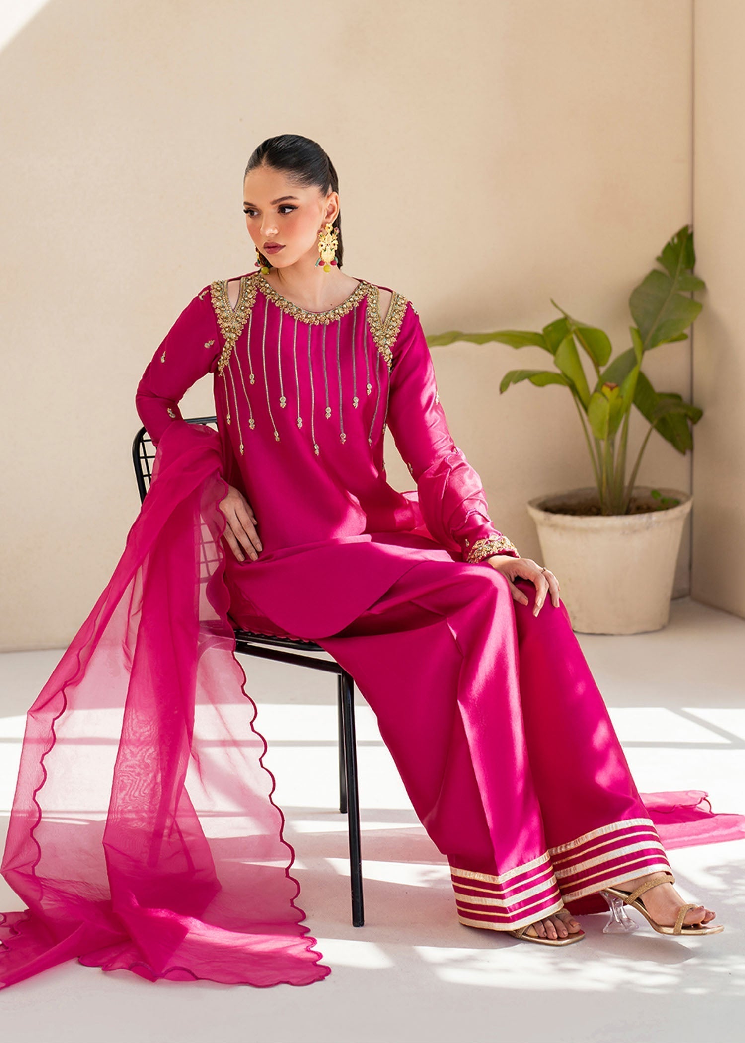 Dastoor | Maahi Luxury Pret 25 | Fuchsia Rose - House Of Hania
