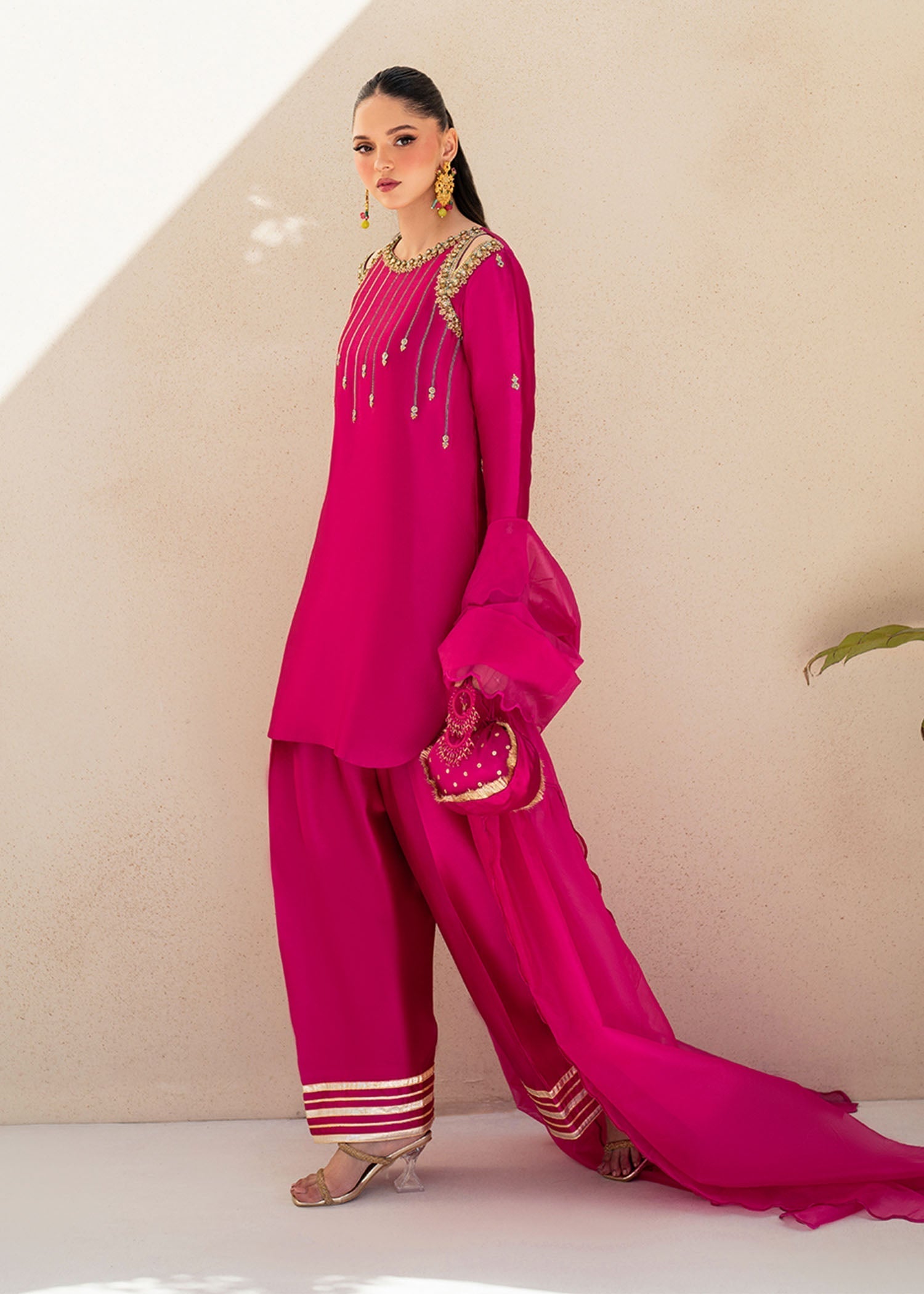 Dastoor | Maahi Luxury Pret 25 | Fuchsia Rose - House Of Hania