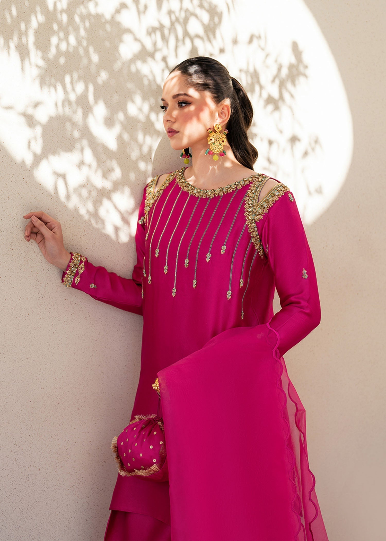 Dastoor | Maahi Luxury Pret 25 | Fuchsia Rose - House Of Hania