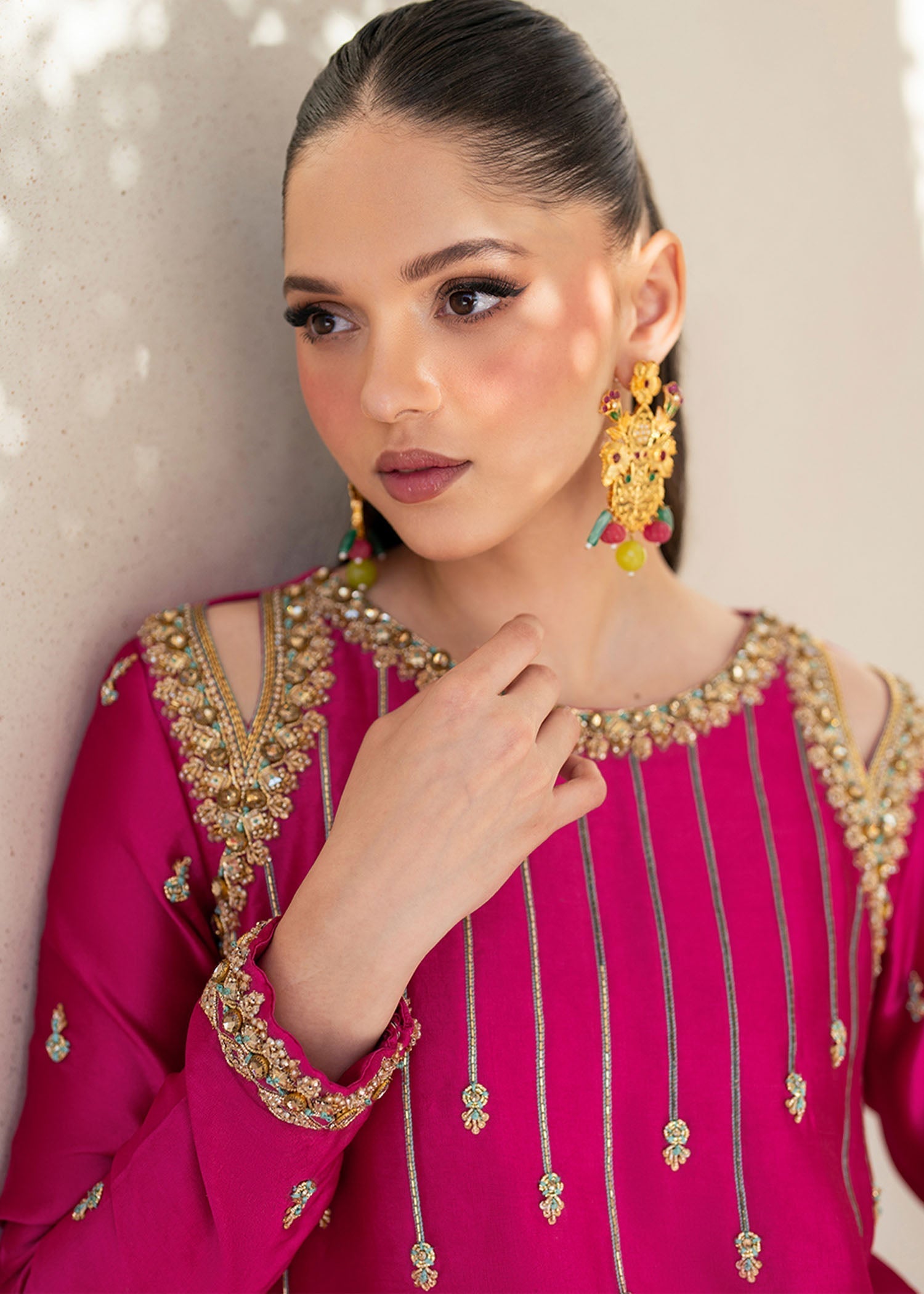 Dastoor | Maahi Luxury Pret 25 | Fuchsia Rose - House Of Hania