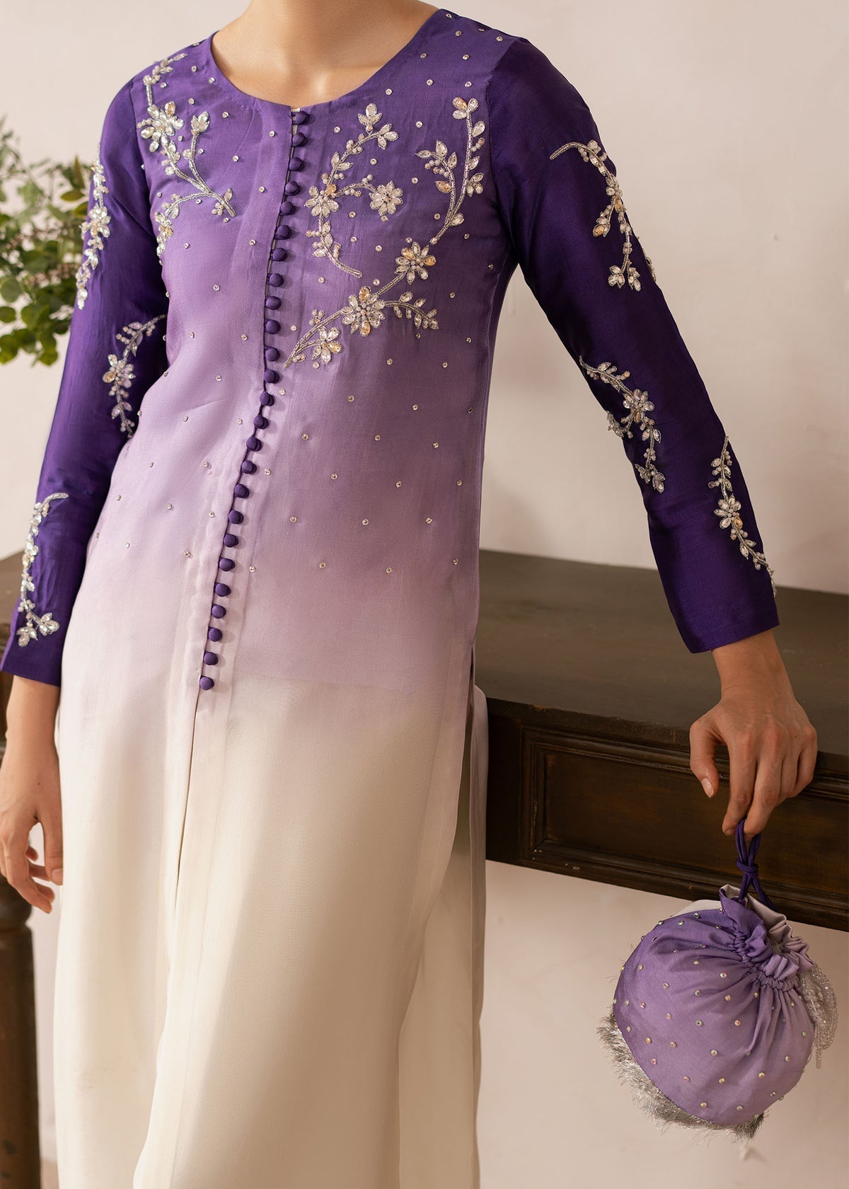 Dastoor | Rania Luxury Pret 25 | Purple Ombre - House Of Hania