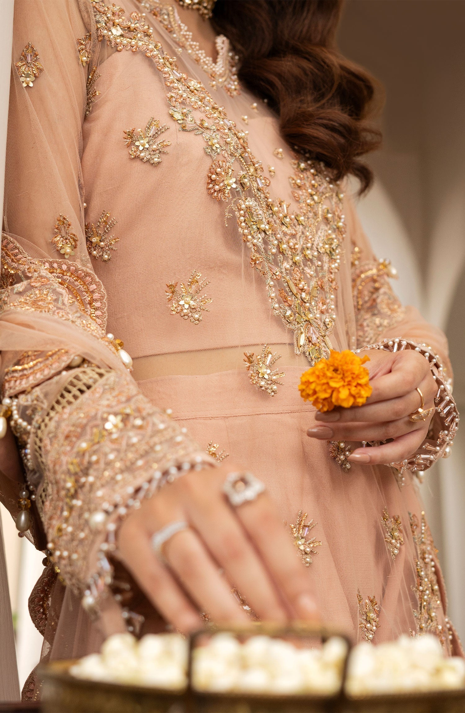 Zarin by Eleshia Embroidered Net 3Pc Suit D-02 Leena - House Of Hania