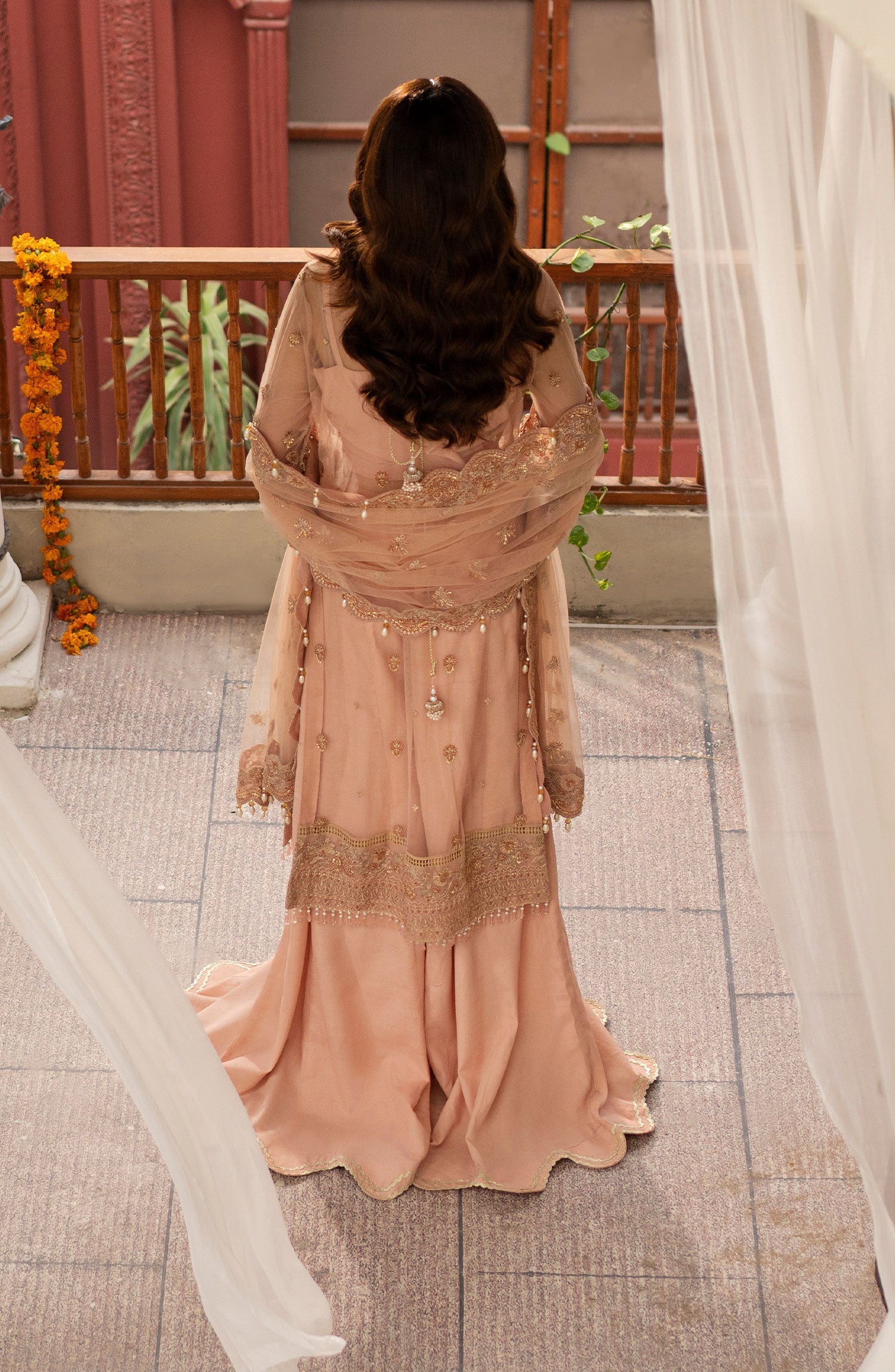 Zarin by Eleshia Embroidered Net 3Pc Suit D-02 Leena - House Of Hania