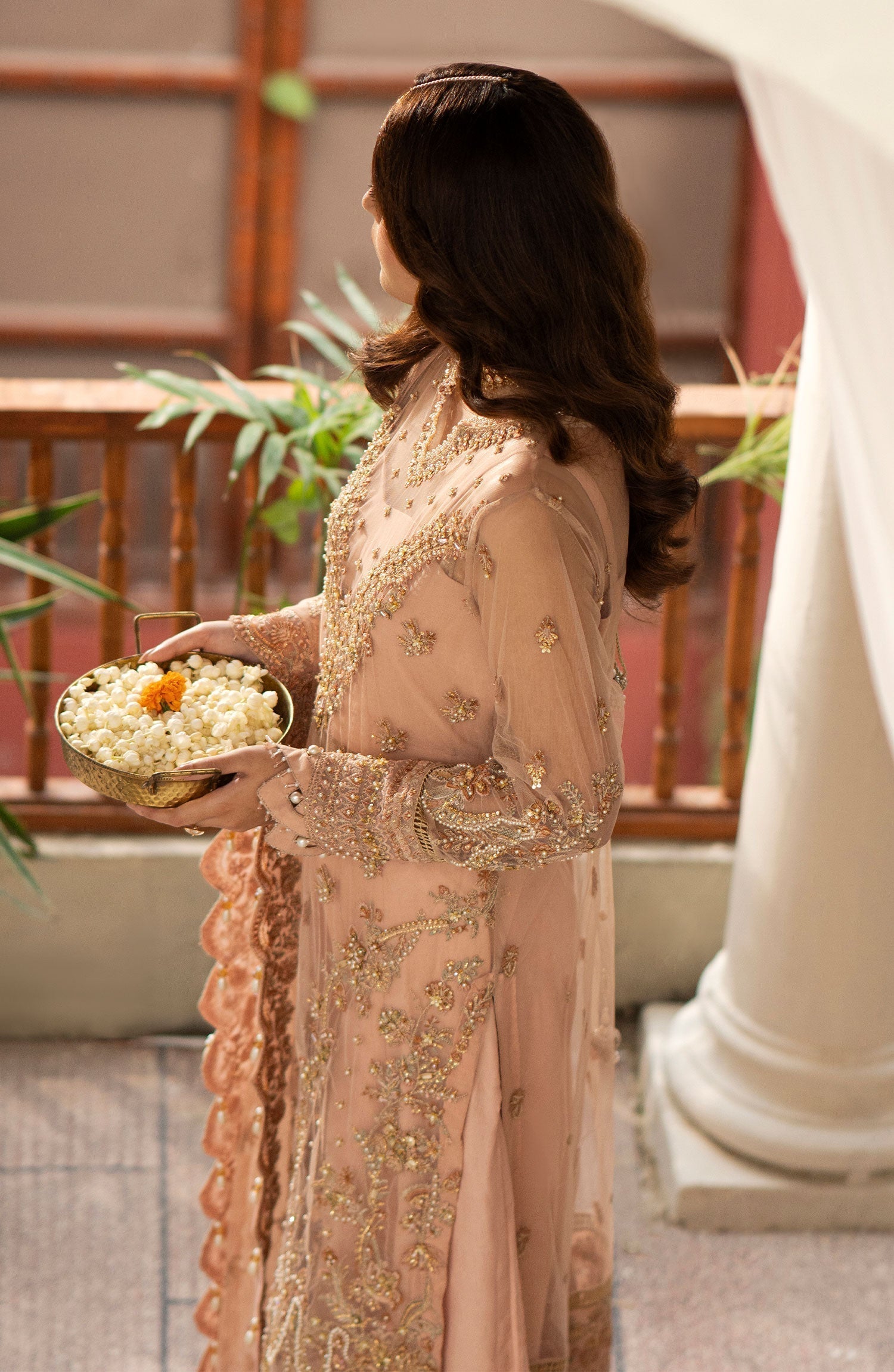 Zarin by Eleshia Embroidered Net 3Pc Suit D-02 Leena - House Of Hania