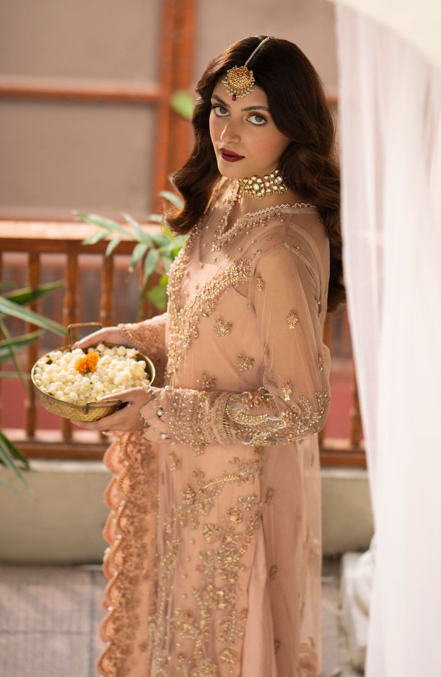 Zarin by Eleshia Embroidered Net 3Pc Suit D-02 Leena - House Of Hania