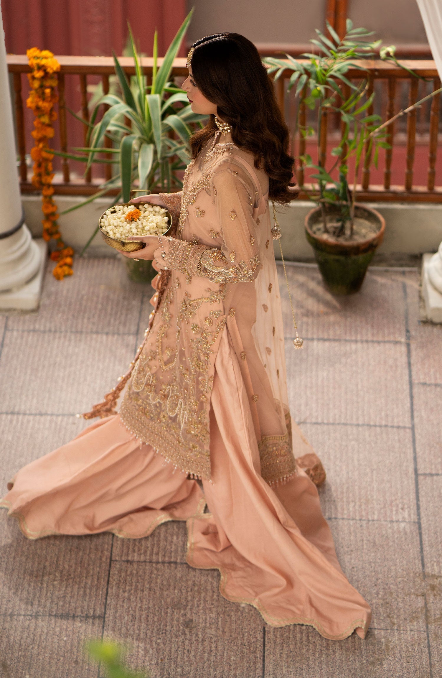 Zarin by Eleshia Embroidered Net 3Pc Suit D-02 Leena - House Of Hania