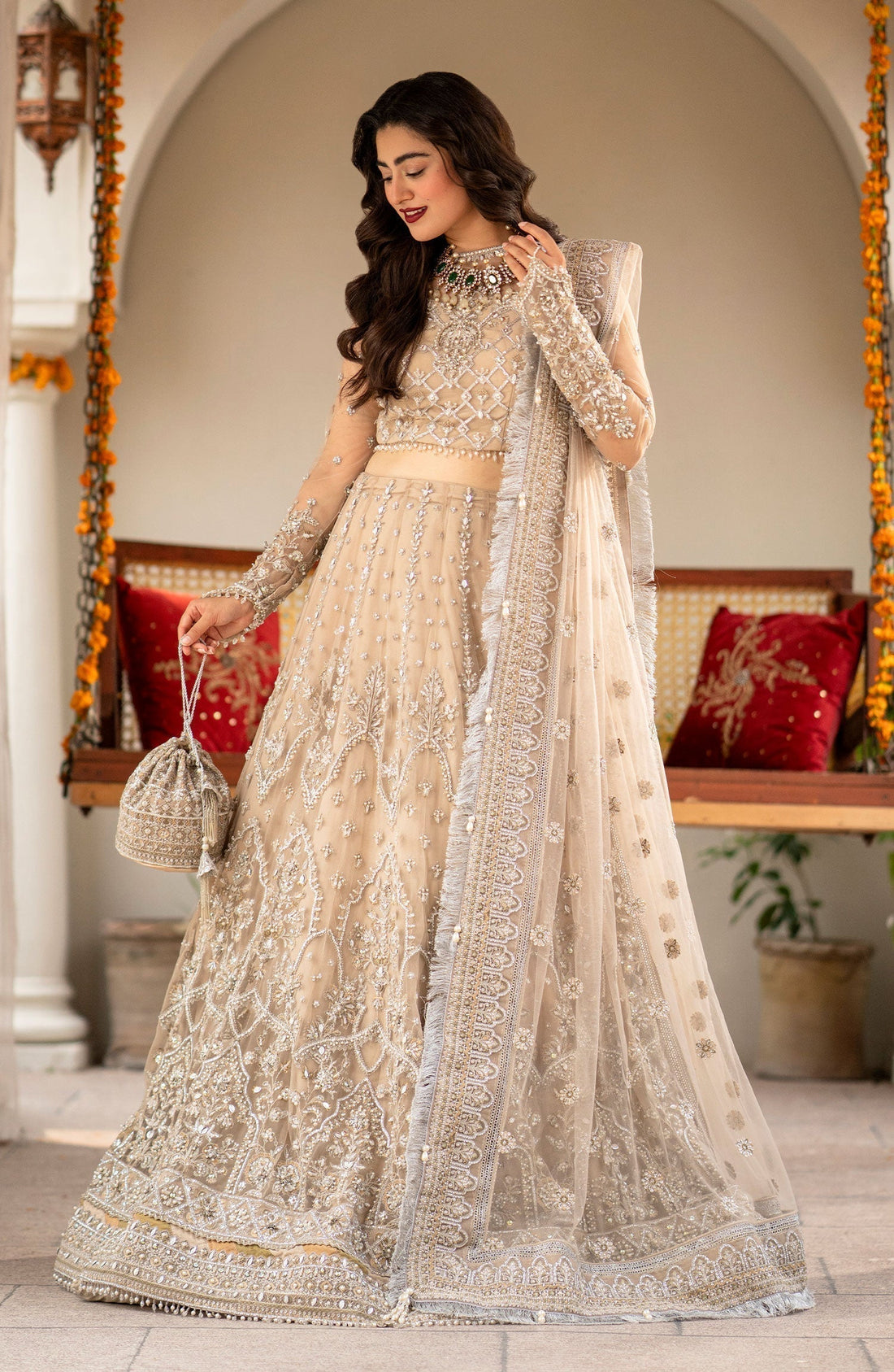 Zarin by Eleshia Embroidered Net 3Pc Suit D-03 Elayne - House Of Hania