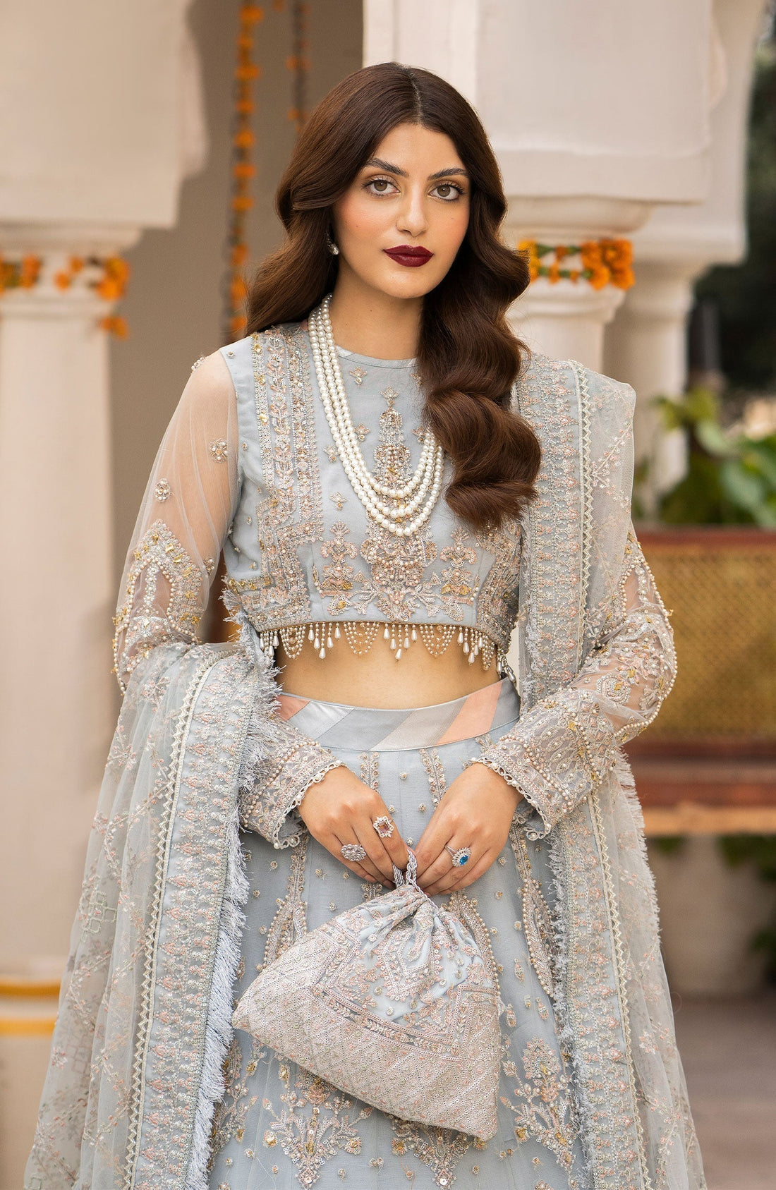 Zarin by Eleshia Embroidered Net 3Pc Suit D-04 Nerisa - House Of Hania