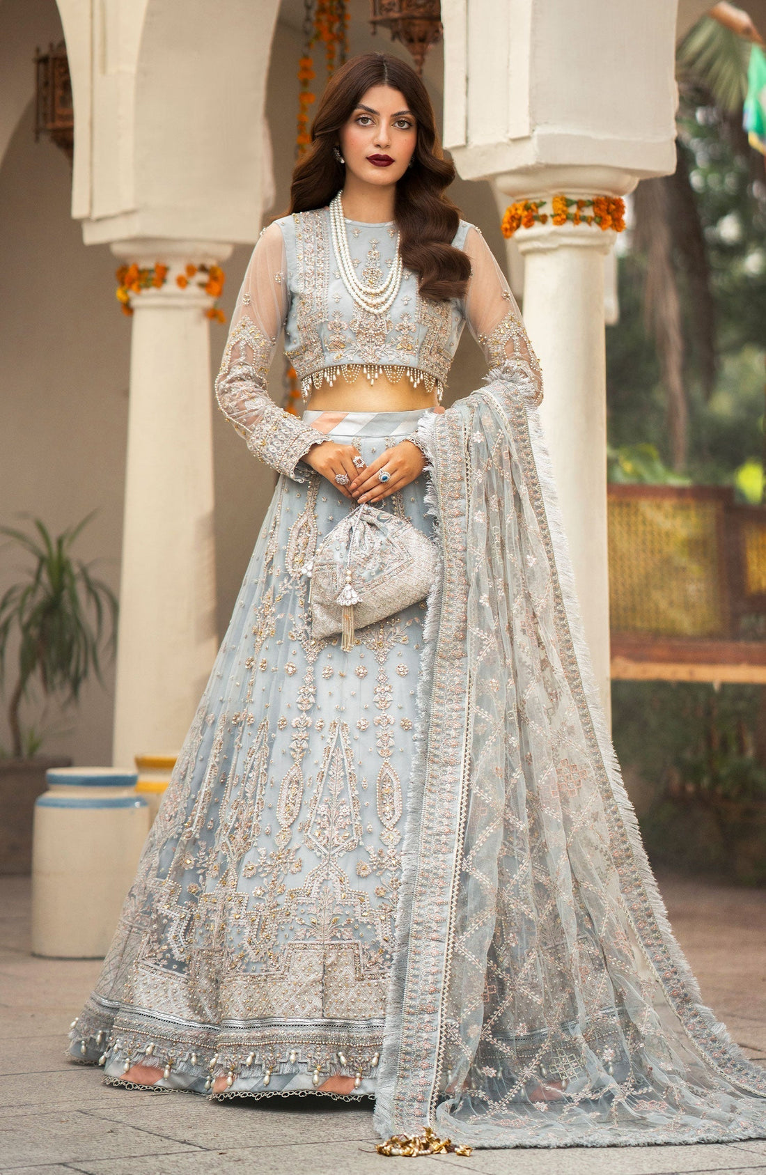 Zarin by Eleshia Embroidered Net 3Pc Suit D-04 Nerisa - House Of Hania