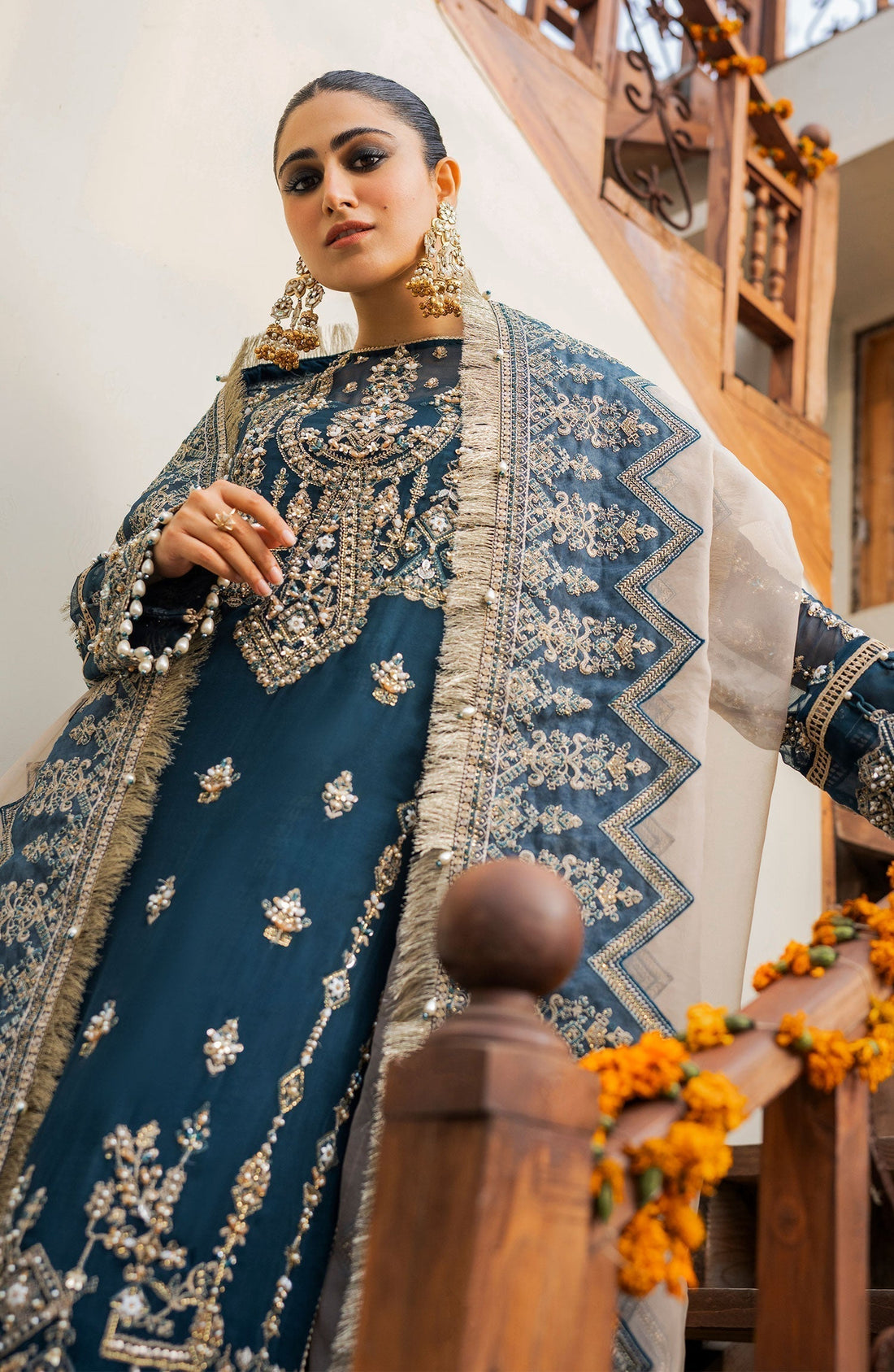 Zarin by Eleshia Embroidered Bamber 3Pc Suit D-06 Mayura - House Of Hania