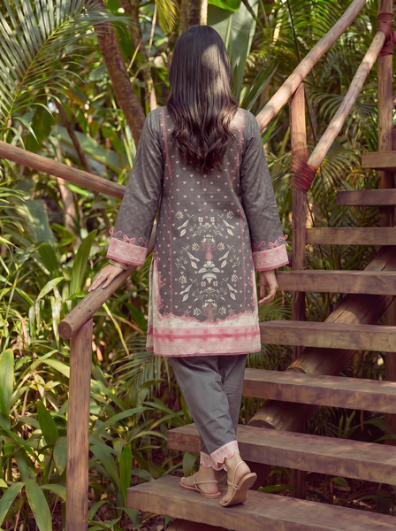 Dhanak | Casual Pret | BLACK LAWN 2PCS EMBROIDERED KURTA WITH TROUSER - House Of Hania