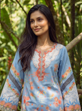 Dhanak | Casual Pret | BLUE LAWN 2PCS EMBROIDERED KURTA WITH TROUSER - House Of Hania
