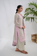 Dhanak | Casual Pret | GREY COTTON JACQUARD 2PCS EMBROIDERED KURTA WITH TROUSER - House Of Hania
