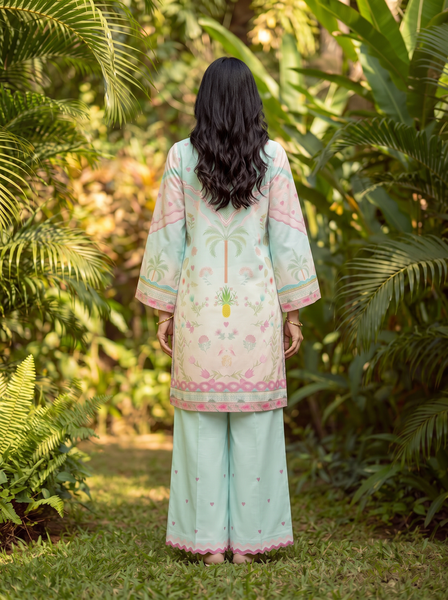 Dhanak | Casual Pret | L-GREEN LAWN 2PCS EMBROIDERED KURTA WITH TROUSER - House Of Hania