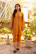Dhanak | Casual Pret | MUSTARD 2PCS EMBROIDERED KURTA WITH TROUSER - House Of Hania