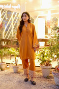 Dhanak | Casual Pret | MUSTARD 2PCS EMBROIDERED KURTA WITH TROUSER - House Of Hania