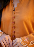 Dhanak | Casual Pret | MUSTARD 2PCS EMBROIDERED KURTA WITH TROUSER - House Of Hania