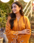 Dhanak | Casual Pret | MUSTARD 2PCS EMBROIDERED KURTA WITH TROUSER - House Of Hania