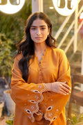 Dhanak | Casual Pret | MUSTARD 2PCS EMBROIDERED KURTA WITH TROUSER - House Of Hania