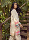 Dhanak | Casual Pret | OFF WHITE LAWN 2PCS EMBROIDERED KURTA WITH TROUSER - House Of Hania