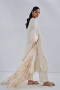 Dhanak | Casual Pret | OFFWHITE COTTON JACQUARD 2PCS EMBROIDERED KURTA WITH TROUSER - House Of Hania