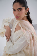 Dhanak | Casual Pret | OFFWHITE COTTON JACQUARD 2PCS EMBROIDERED KURTA WITH TROUSER - House Of Hania