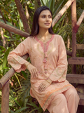 Dhanak | Casual Pret | ORANGE LAWN 2PCS EMBROIDERED KURTA WITH TROUSER - House Of Hania