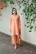 Dhanak | Casual Pret | PEACH 2PCS EMBROIDERED KURTA WITH TROUSER - House Of Hania