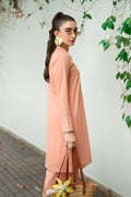Dhanak | Casual Pret | PEACH 2PCS EMBROIDERED KURTA WITH TROUSER - House Of Hania