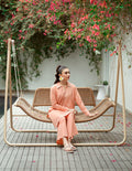 Dhanak | Casual Pret | PEACH 2PCS EMBROIDERED KURTA WITH TROUSER - House Of Hania
