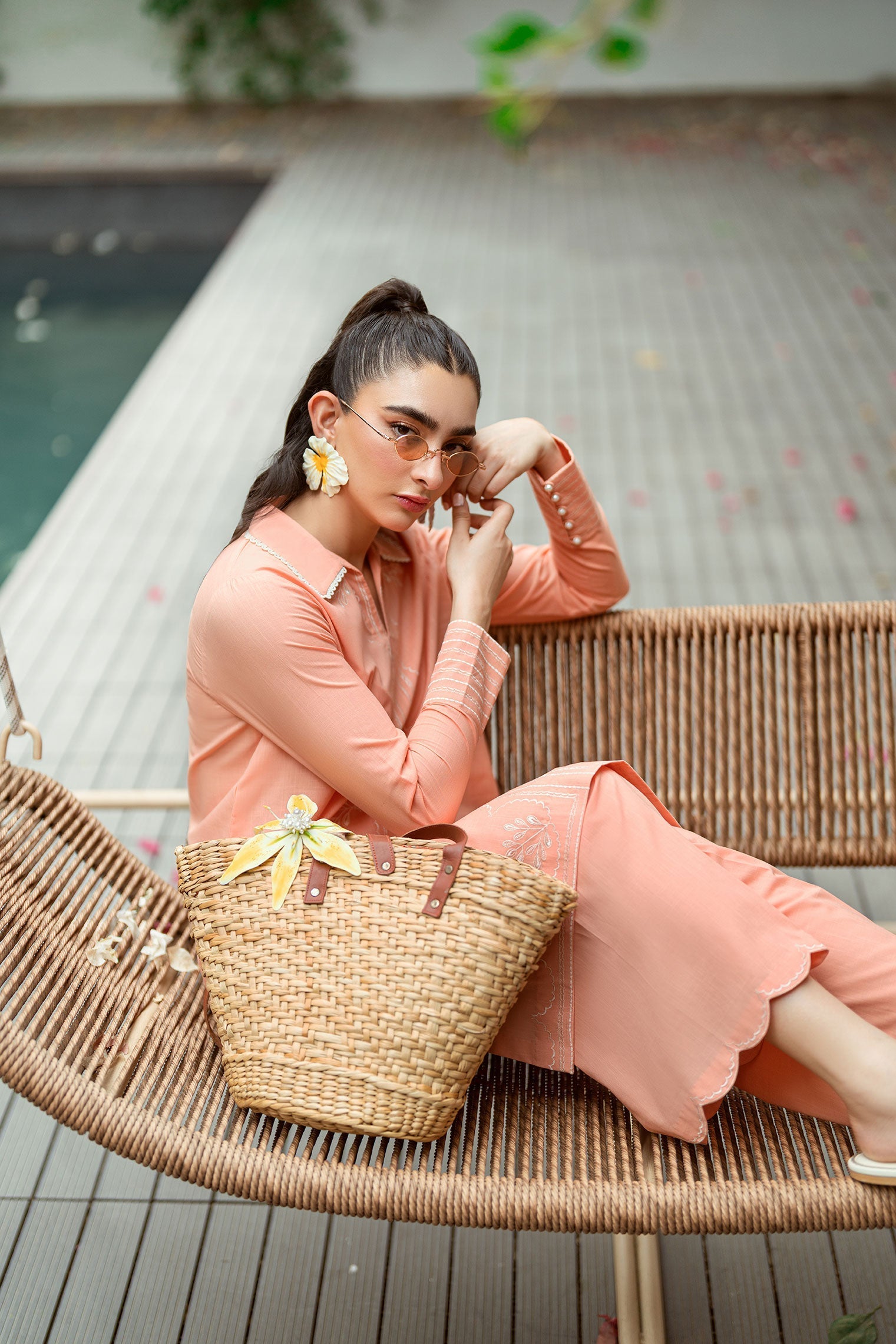 Dhanak | Casual Pret | PEACH 2PCS EMBROIDERED KURTA WITH TROUSER - House Of Hania