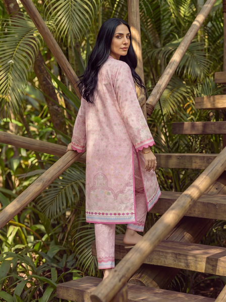 Dhanak | Casual Pret | PINK LAWN 2PCS EMBROIDERED KURTA WITH TROUSER - House Of Hania